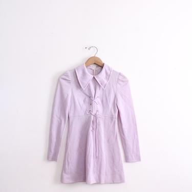 Lavender 70s Lace Front Babydoll Dress 