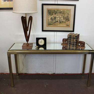 Mid Century Modern brass and mirror console table