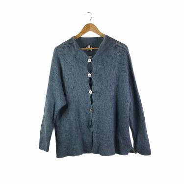Vintage Margaret O'Leary Blue Mohair Cardigan, Large 