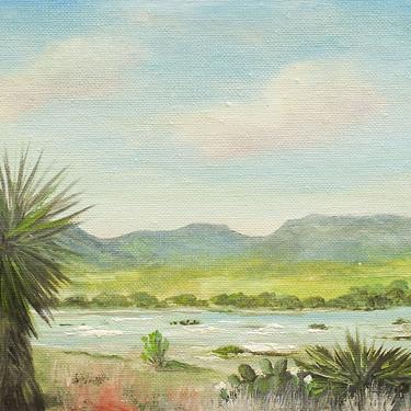 Riverside Cactus Landscape Painting