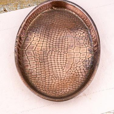 Vintage Oval Copper Crocodile Drinks Tray