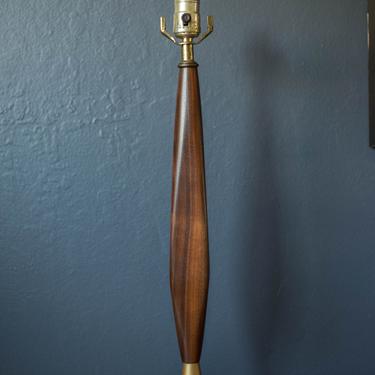 Vintage Walnut and Brass Table Lamp 