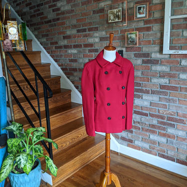 Vintage 1950's/60's Bright Red Coat by Woodward and Lothrop Washington DC &amp; Damselle New York 