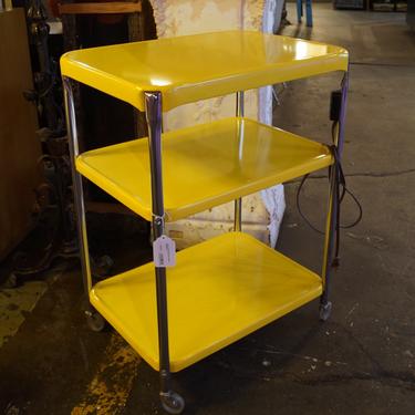 Vintage Yellow Bar Cart w Outlet