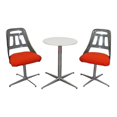 Mid-Century Modern 3-Piece Bistro Dining Set Chrome Lucite Dining Chairs &amp; Table 