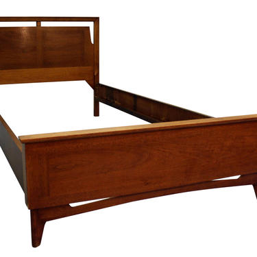 Mid-Century Danish Modern Parqueted Walnut Twin Size Bed Frame 
