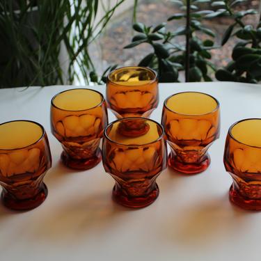 Lovable Set of 6 Viking Georgian Honey Comb Swedish Scandinavian Heavy Glass Tumblers Cocktail Glasses Amber 