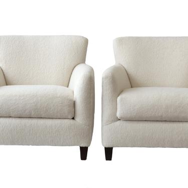 Pair of White Fuzzy Club Chairs 