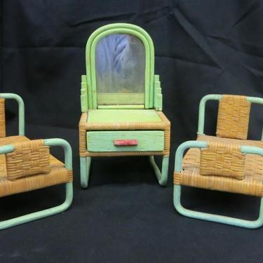 Rare Sale's Man Sample Miniature Rattan Furniture, 