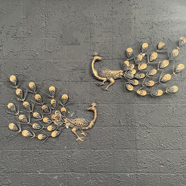 MCM Black & Gold Metal Peacock Wall Art