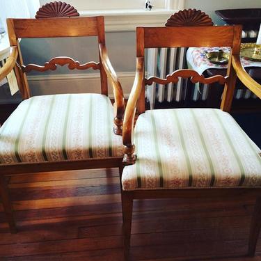 Pair fabulous rosewood armchairs - empire style w fan crown detail - from Sweden - $1000 #swedishantiques #swedishfurniture #swedishdesign #olneymd