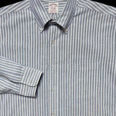 Vintage USA Made BROOKS BROTHERS Oxford Cloth Button-Down Shirt ~ 16 - 34 ~ 100% Cotton ~ Striped 