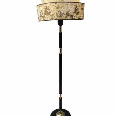 Mid Century Modern Black and Brass floor lamp with original fiberglass shade - Pickup Only and Delivery to Selected Cities 