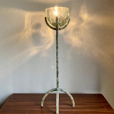Unusual Vintage Postmodern Lucite & Metal Torchiere Accent / Buffet Lamp 23.5” 