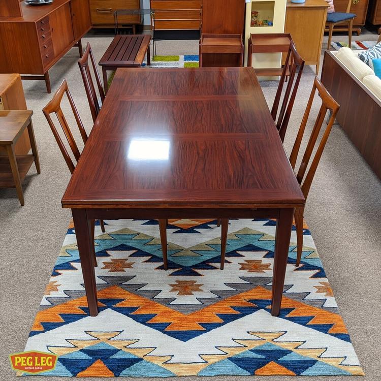 Large Danish Modern rosewood draw-leaf dining table