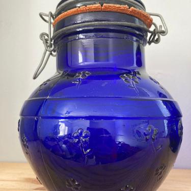Crownford Cobalt Blue Glass Locking Jar 