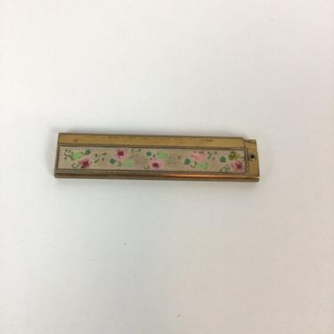 Vintage 50s Comb | Vintage flip comb | 1950s floral gold toned folding comb 