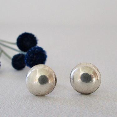 SILVER DOTS Vintage 70s Silver Earrings | 1970s Post Sterling Minimalist Studs | 80s 1980s Southwestern Jewelry, Most Likely Native American 