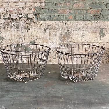 Pair of Vintage Wire Stacking Apple Baskets Vintage Decor 