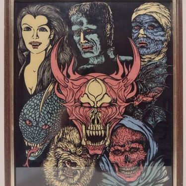Vintage 1990s Starline Velvet Blacklight Poster Demon Spawn 17x21 