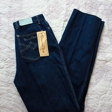 80s Deadstock Oscar de la Renta Jeans High Waisted Dark Wash Size 32 / L 