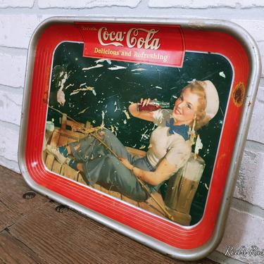 Vintage 1940 Coca Cola Serving Tray with Woman 