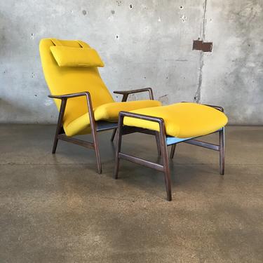 Original Mid Century 1957 Alf Svensson Lounger with Ottoman by DUX