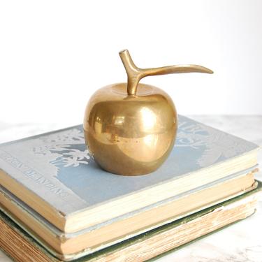 Vintage Brass Apple Bell  Vintage Brass Accessory Teacher Gift by PursuingVintage1