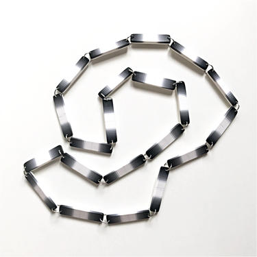 Extra long ombre necklace - shades of black, white + gray - handmade with polymer clay. Inspired by Kentaro's collection on Project Runway by ChrisBergmanHandmade