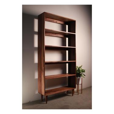 Rascoff Bookcase, Mid-Century Bookshelf, Hardwood Modern Bookcase, Mid Century Bookcase Wall Unit (Shown in Walnut) 