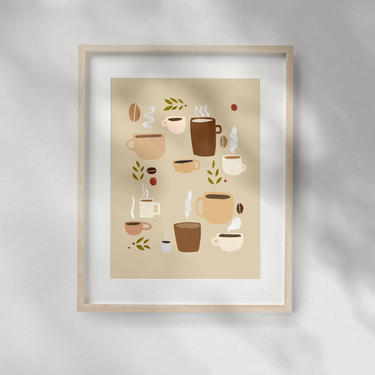 Morning Coffee Print (Gicle Fine Art Print) Coffee Art, Espresso Artwork - Modern Collage Reproduction 