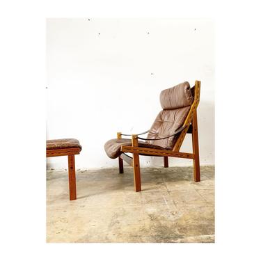 Mid Century Torbjorn Afdal for Bruksbo Leather Lounge Chair 