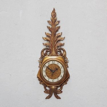 Syroco Long Rococo Gold Wall Clock 
