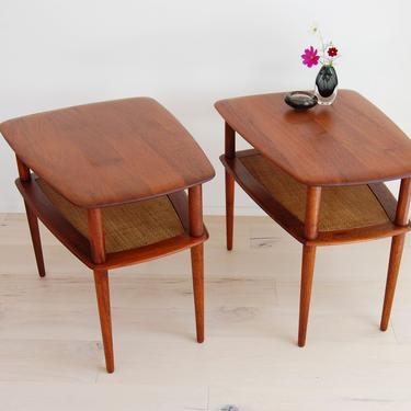 Pair of Danish Modern Solid Teak Side Tables Peter Hvidt and Orla Molgaard Nielsen for France and Daverkosen 1950s 
