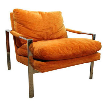 Mid-Century Lounge Chair Danish Modern Milo Baughman Thayer Coggin Chrome Cube Lounge Chair #2 