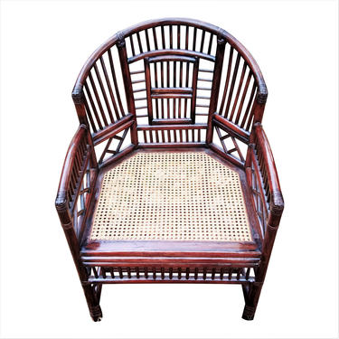 VINTAGE Brighton Pavilion  Bamboo Chair// Chinioserie Style Rattan Bamboo &amp; Cane Arm Chair// Hollywood Regency Decor. 