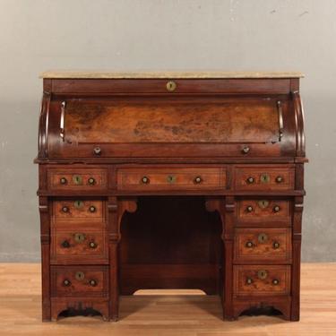 Victorian Walnut Secretary 9-Drawer Desk
