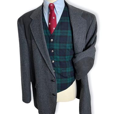 Vintage PENDLETON Donegal Wool Tweed Western Blazer ~ size 48 Long ~ Herringbone jacket / sport coat ~ Elbow Patches ~ 