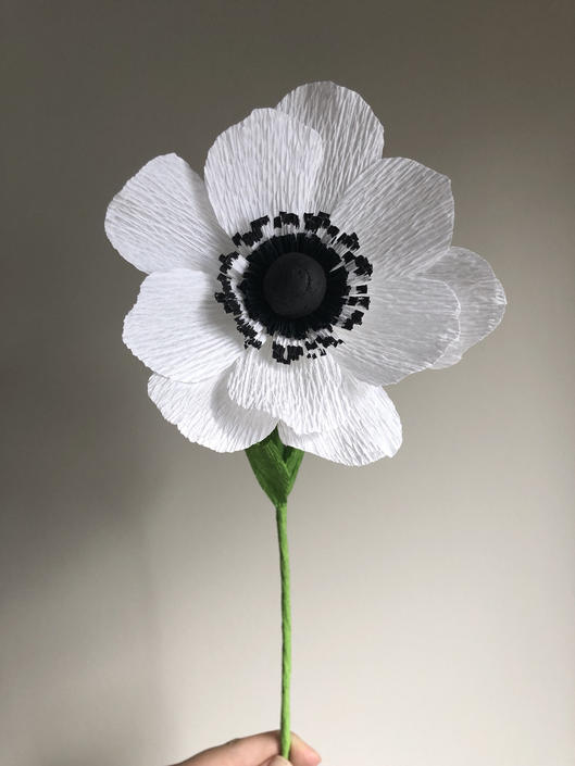 White anemone crepe paper flower
