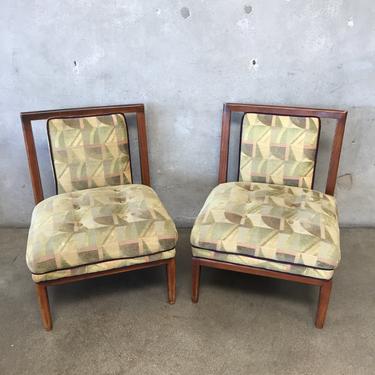 Pair of Mid Century Hardwood Upholstered Chairs