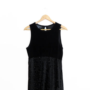 Vintage 90s Designer Carole Little Burnout Velvet Witchy Boho Maxi Dress Size M/L 