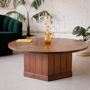 Round Wood Pedestal Coffee Table