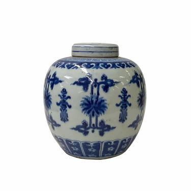 Oriental Hand-paint Graphic Blue White Porcelain Ginger Jar ws1703E 