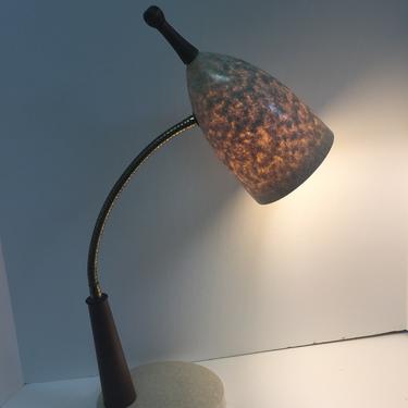 Vintage Gooseneck Cone Desk Lamp with wooden knob 