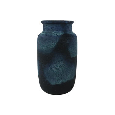 1960s Mid Century Modern Scheurich Blue Fat Lava Pottery Vase 