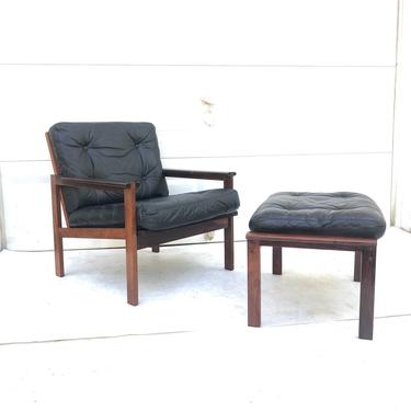 Mid-Century Modern Rosewood Lounge Chair With Ottoman 