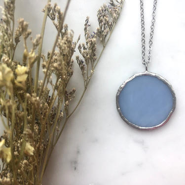 Slate Blue Lavender Stained Glass Pendant Necklace | Stained Glass Jewelry | Stained Glass | Geometric Necklace | Minimalist Necklace 