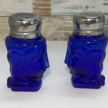 Cobalt Blue Head Salt and Pepper Shakers by JoyfulHeartReclaimed