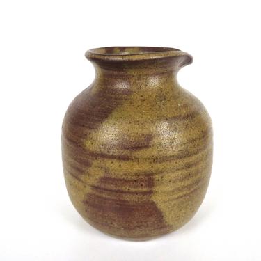 Mid Century Modern Studio Pottery Vase, Vintage Hand Thrown Weed Pot, Signed Earthen Pottery Vase, 