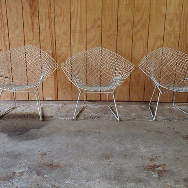 Vintage Harry Bertoia Wire Diamond Chairs - Set of 3 